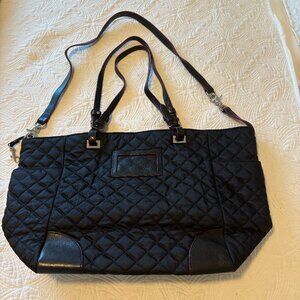 Like New MZ WALLACE Large Black Quilted Snap Tote Leather Handles